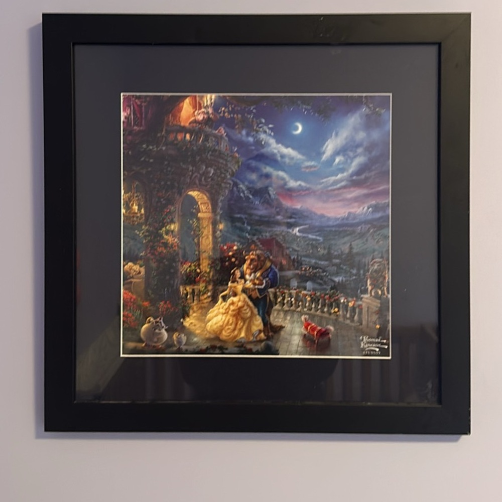 Framed Disney Princess Artwork print kinkade studios beauty and the beast